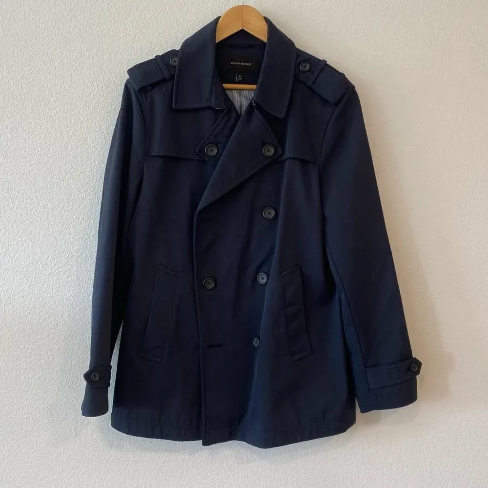 Banana Republic Men's Trench Coat Peacoat - Medium